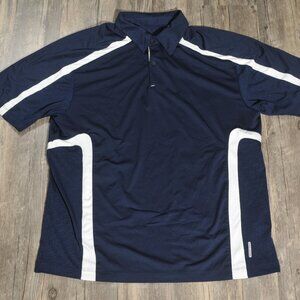 North End Sz Large Men's Accelerate UTK Performance Polo White on Blue Border